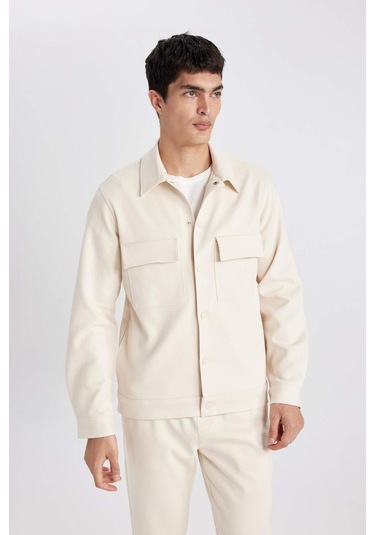 DeFacto Polo Yaka Çıtçıt Kapamalı Cepli Gömlek Ceket Z5178AZ24SPBG144 DeFacto Polo Yaka Çıtçıt Kapamalı Cepli Gömlek Ceket Z5178AZ24SPBG144