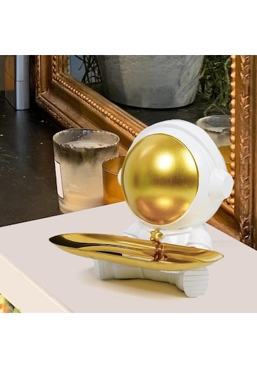 Opulentliving Reçine Astronot Heykeli, Anahtar Telefon Saklama, Suntek Konteyner Bibloları İçin Tepsi Orta Boy Orta