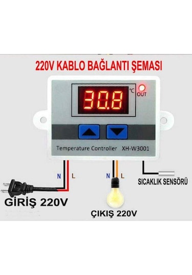 Xh-W3001 220V Ac Dijital Termostat 1500W