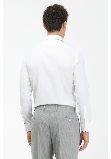 Kip Erkek Düz Slim Fit Dokuma Klasik Pamuk Karışımlı Gömlek Gm-4915 Beyaz Beyaz