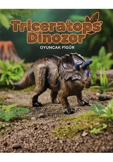 Triceratops Dinozor Oyuncak Figür - Orta Boy Eğitici Hayvan Figürü 20 Cm Hayvanlar