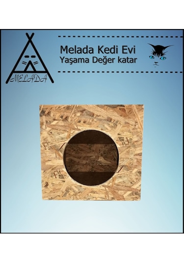 Melada Kedi Evi Dış Ortam Uygun Ahşap Kedi Evi Osb 60x40x40 Cm