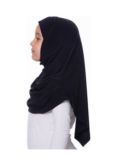 Lacivert Pratik Hazır Geçmeli Çocuk Tesettür Bone Sandy Kumaş Ken Lacivert