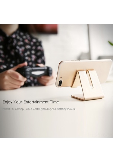 Sandwich Alüminyum Dikey Açı Ayarlı Telefon/tablet Standı, Kayma Engeli, Şarj Delikli, Ergonomik Gül Altını Stand