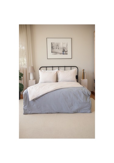 Nevresim Takımı Çift Kişilik Lastikli Çarşaflı Bej Gri