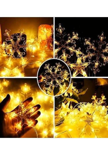 Kar Tanesi Saçaklı Dekoratif Gün Işığı Led 3 Metre Parti Kutlama Dekor Süsleme Yılbaşı Led 8 Mod Gün Işığı