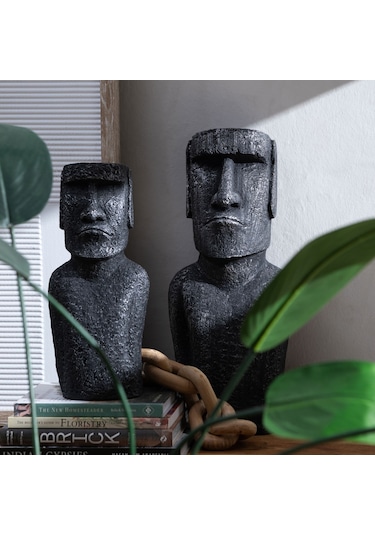 Mudo Home Moaı Statue Gri Biblo 23x18x56cm