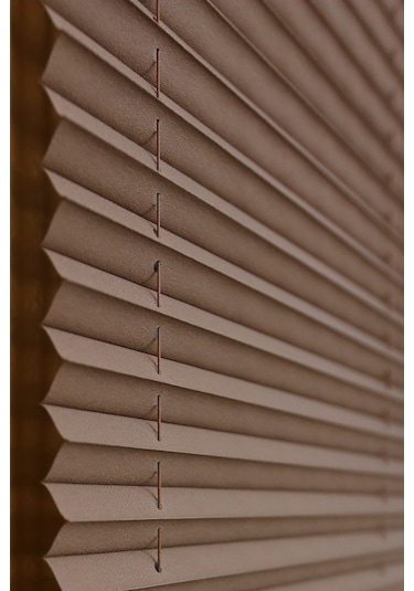 Plise Dekor Kahve Plise Perde - Cam Balkon Perdesi Vidalı Sistem