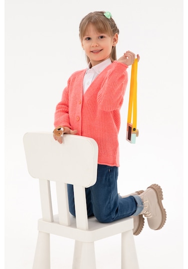 U.s. Polo Assn. Kız Çocuk Nar Çiçeği Hırka Triko 50297178-vr239 Nar Nar Çiceği