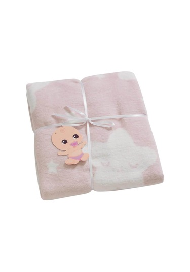 Dolce Bonita Home Pamuklu Bebek Battaniye Star Açık Pudra