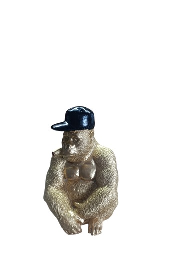 10cm -18cm Ebatlarında Kırılmaz Polyester,sarı Renk Goril Biblo