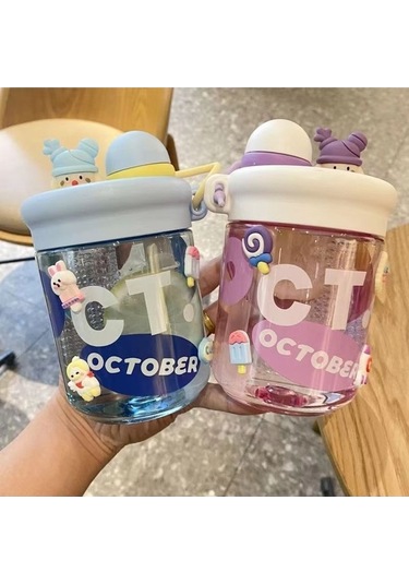 Pazly Maviçay Sızısı İle Büyük Kapasiteli Plastik Çiftçi Pipet Bardağı Mavi Mavi