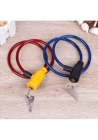 Zhltools İnce Bisiklet Kilidi Anahtarlı 6mm 65cm Kırmızı