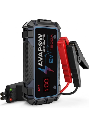Avapow A07 12800mAh 1500A Jump Starter Taşınabilir Akü Takviye Kiti (Powerbank-QC3.0 + LCD + LED Işık)