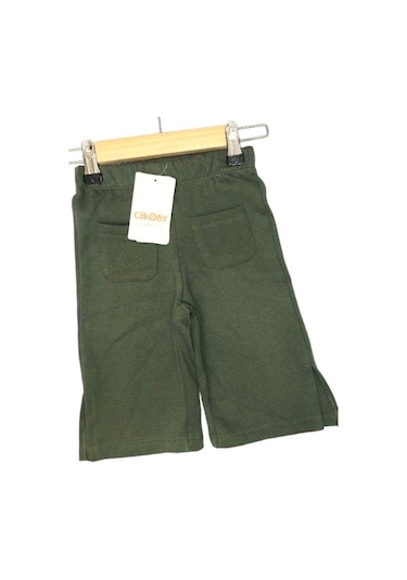 Çikoby Kız Bebek Yırtmaçlı Örme Pantolon-13578 Haki