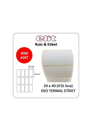 Elit Barkod Etiketi 20x40 4 Lü Termal 4000 Adet Diğer