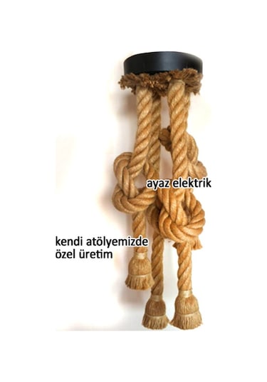 Marketcik Dekoratif 4 Lü Halat Sarkıt Avize,Siyah Duylu Ve Rozans (256282520)