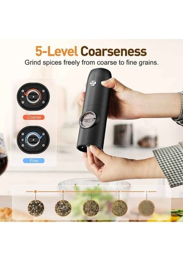 Novahub Kymq-15a Otomatik Typl-c S Arj Elektrikli Karabiber Ve Tuz Öğütücüsü Siyah Siyah