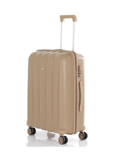 Mçs Bavul Orta Ve Kabin 2li Set Kırılmaz Silikon Valiz V305 Şampanya Şampanya