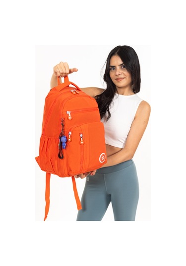 Modern Tarzda Su Geçirmez Krınkil Kumaş Okul Sırt Çantası Hafif, Konforlu Ve Fonksiyonel Tasarım - Turuncu Turuncu