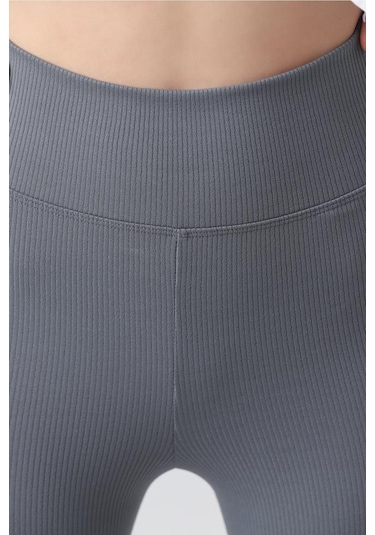 Kallima Antrasit Içi Polarlı Kışlık Yüksek Bel Toparlayıcı Fitilli Tayt Antrasit