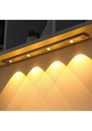 60 Cm Hareket Sensörlü 3 Renk Usb Şarj Dim Edilebilir Aplik Siyah