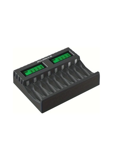 Honeybeeshop Pujımax 8 Yuvalı Lcd Akıllı Şarj Cihazı Aa Aaa Piller İçin Siyah