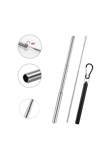 304 Paslanmaz Çelik Üç Bölüm Teleskopik Alüminyum Alaşımlı Fda Sertifikası Yok Bpa Içermez - Mavi