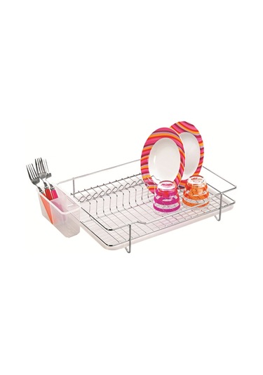 Ece Metal Yonca Tabaklık Bulaşıklık Krom Kaplama Metal Sepet Plastik Tepsi Krom