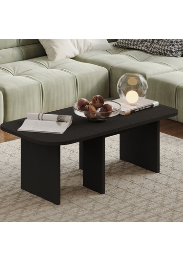 Iris Modüler Orta Sehpa Modern Tasarım, Çok Amaçlı Kullanım Sehpa Ahşap Siyah