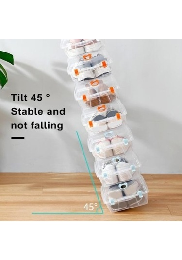 Novahub Turuncu Plastik Ayakkabı Organizatörü, Havalandırma Delikli, Şeffaf, Yerden Tasarruf, Ev İçin L Boyutu Turuncu