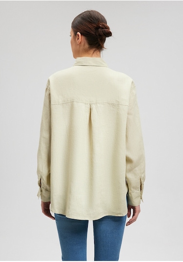 Mavi - Yeşil Keten Gömlek 1210747-71729 Yeşil