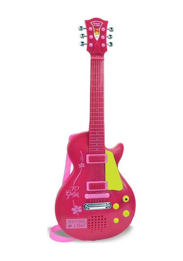 Bontempi Elektronik Pembe Gitar 56cm. Tuşu Telli Ve Askılı