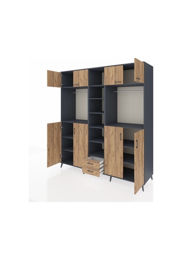 Kronos Dolap 14 Raflı 2 Çekmeceli 2 Askılı 220x59x243 Antrasit-çam/çam Atlas Çam/atlas Çam Kronos Dolap 14 Raflı 2 Çekmeceli 2 Askılı 220x59x243 Antrasit-çam/çam Atlas Çam/atlas Çam