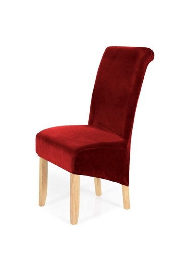Jms Bordo Streç Kadife Çıkarılabilir Yıkanabilir Büyük Yumuşak Yemek Sandalyesi Slipcovers Kapakları