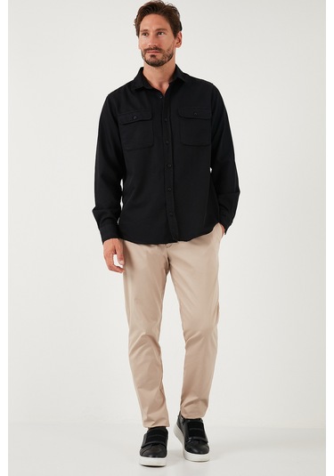 Buratti Pamuklu Çift Cepli Regular Fit Erkek Gömlek Cf25W128858 Siyah