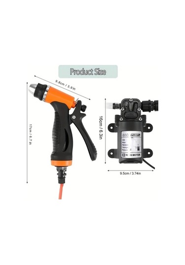 Pazly Hotu 12v Taşınabilir Akıllı Elektrikli Yüksek Basınçlı Temizleme Su Pompası Pvc Hortumlu, Araba Karavan Temizliğinde Ideal
