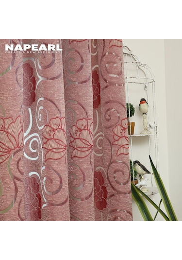 1 Adet Napearl Çiçek Klasik Jakarlı Kanca Tipi Pencere Perdesi W100cm X L130cm Beyaz