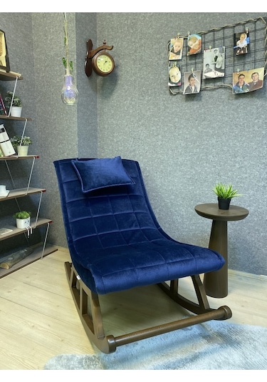 Asedia Asedia Miskin Ceviz Lacivert Sallanan Sandalye Dinlenme Koltuğu