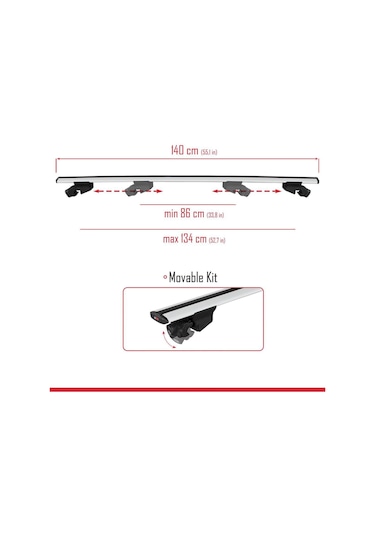 Fiat Doblo 2023 2024 Hook Model Anahtar Kilitli Ara Atkı Tavan Barı Gri