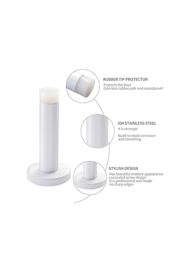Adet 3,5 İnç Kapı Durdurucu, Kauçuk Uçlu Paslanmaz Çelik Kapı Durdurucu, Duvara Monte Kapı Koruması G20241129663 Beyaz Diğer