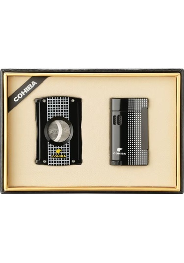 Cohiba Limitli Seri Kesici Çakmak İkili Siyah Puro Seti