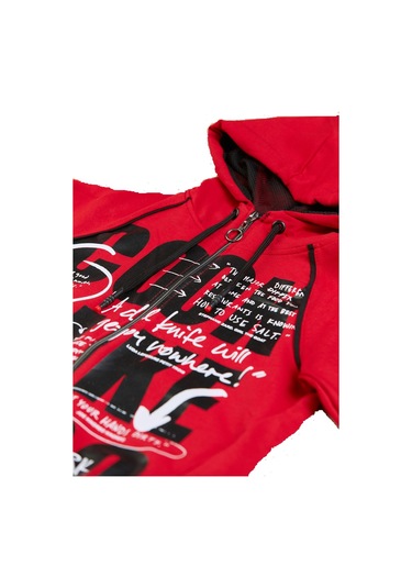 Erkek Çocuk /Kız Çocuk Cook Yazı Desenli Cepli Fermuarlı Kapüşonlu Hırka