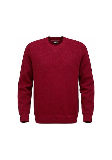 Plus Scorpion Erkek Triko Kazak Bisiklet Yaka, Regular Fit, Dört Mevsim Bordo