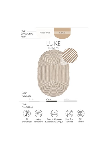 Cool Halı Luke 854 Mutfak Halısı Halı Yolluk Antre Hol Halısı Oval Banyo Halısı Hasır Balkon Halısı