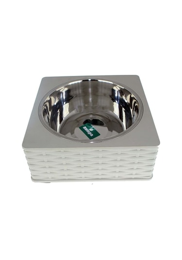 Zampa Kare Hasır Desenli Tekli L Boy Kedi Mama ve Su Kabı