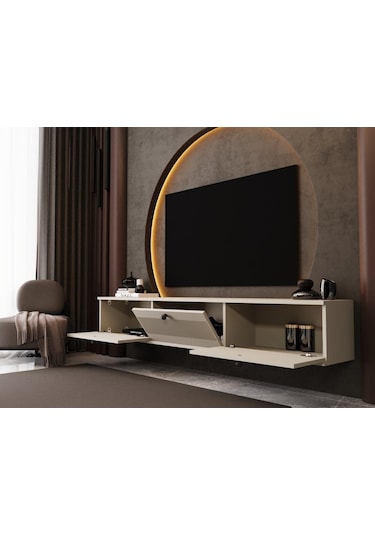 Melura Tv Ünitesi - Tv Sehpası 200 Cm Duvara Monte %100 Mdf Kumtaşı