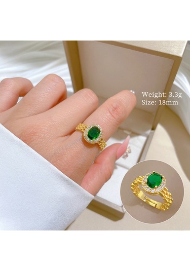 Geometrik Elmas Taşlı Yuvarlak İnci Yüzük No.113 Çok Renkli