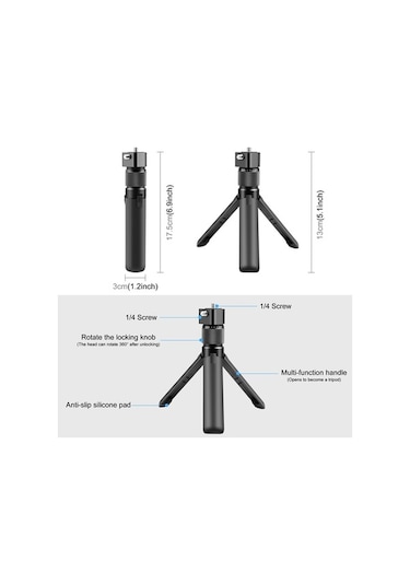 Ebitda Insta360 X3/x4 Puluz Döner Saplı Tripod Standı - Siyah - Masaüstü Kamera Standı