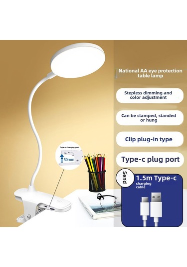 Yunboo Usb Type-c Led Okuma Lambası - Göz Korumalı, Işığın Yoğunluğu Ve Rengi Ayarlanabilir, Ev & Dormada Kullanıma Uygun, Klemeli & Dikey Stand, 1.5m Kablolu Diğer